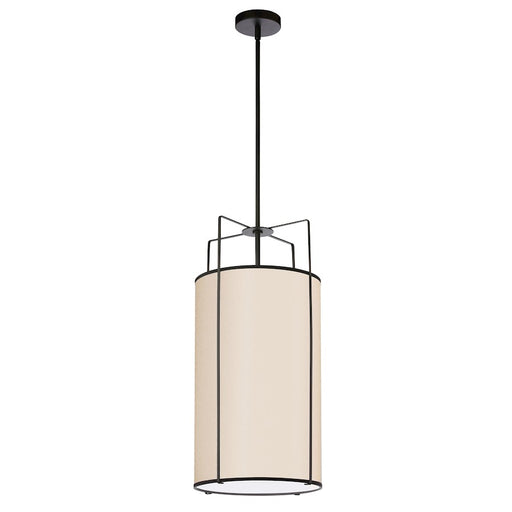Dainolite Trapezoid 12in 4-Light Pendant | Contemporary Cream Fabric and Black Metal | Kitchen Island & Dining Room | 12 x 12 x 25 | Model TRA-124P-BK-CRM
