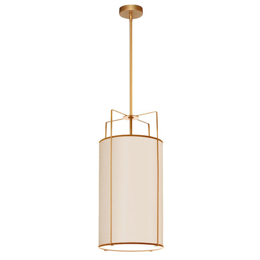 Dainolite Trapezoid 12in 4-Light Pendant | Contemporary Cream Fabric and Gold Metal | Kitchen Island & Dining Room | 12 x 12 x 25 | Model TRA-124P-GLD-CRM