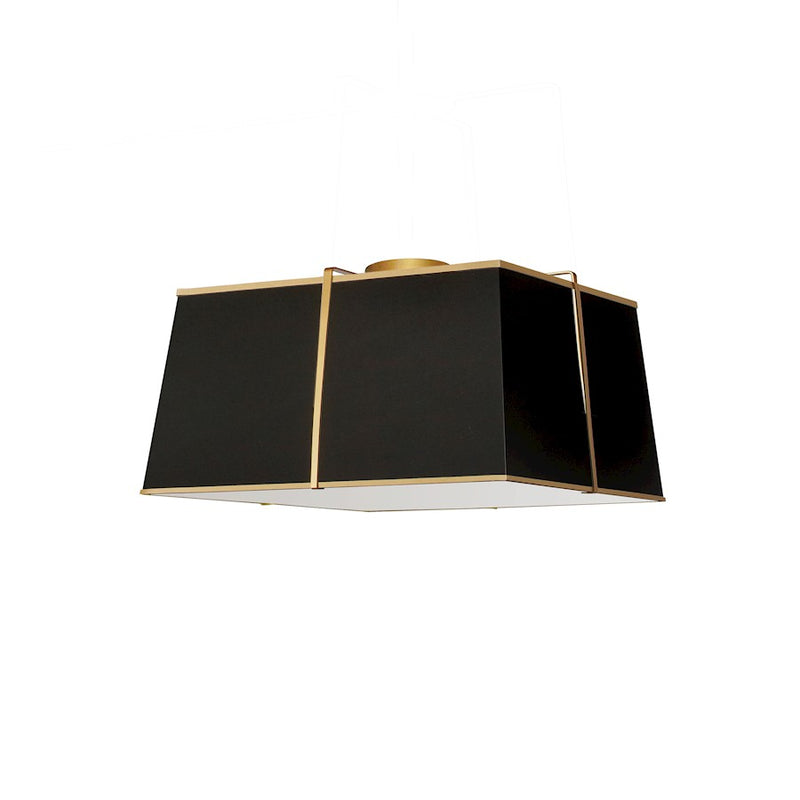 Dainolite Trapezoid 16in 3-Light Flush Mount | Contemporary Black and Gold Fabric | Bedroom & Hallway Ceiling Light | 16 x 16 x 8 | Model TRA-163FH-GLD-BK