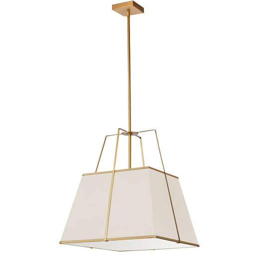 Dainolite Trapezoid 18in 1-Light Pendant | Contemporary Cream Fabric and Gold Metal | Kitchen Island & Dining Room | 18 x 18 x | Model TRA-181P-GLD-CRM