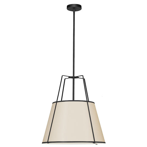 Dainolite Trapezoid 18in 1-Light Pendant | Contemporary Cream Fabric and Black Metal | Kitchen Island & Dining Room | Model TRA-1P-BK-CRM