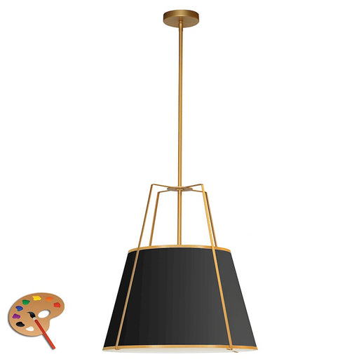 Dainolite Trapezoid 18in 1-Light Pendant | Contemporary Black Fabric and Gold Metal | Kitchen Island & Dining Room | Model TRA-1P-GLD-BK