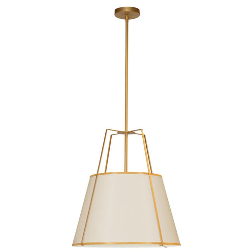 Dainolite Trapezoid 18in 1-Light Pendant | Contemporary Cream Fabric and Gold Metal | Kitchen Island & Dining Room | Model TRA-1P-GLD-CRM