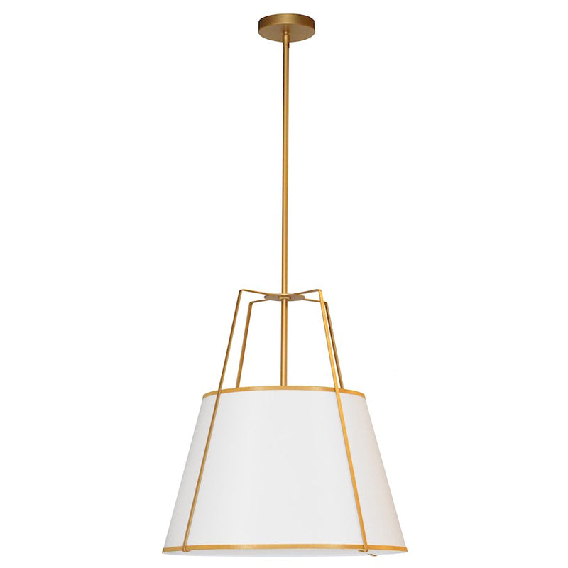 Dainolite Trapezoid 18in 1-Light Pendant | Painted Gold and White Hardback Fabric | Kitchen Island & Dining Room | Model TRA-1P-GLD-WH
