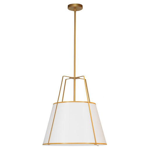 Dainolite Trapezoid 18in 1-Light Pendant | Painted Gold and White Hardback Fabric | Kitchen Island & Dining Room | Model TRA-1P-GLD-WH