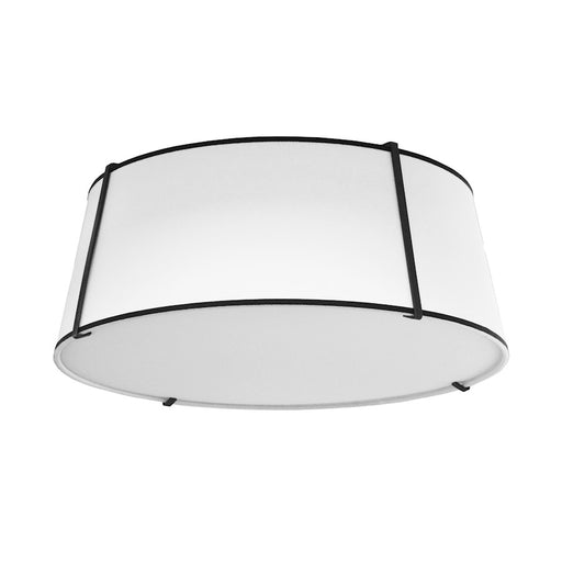 Dainolite Trapezoid 22in 4-Light Flush Mount | White Fabric Shade and Black Metal Frame | Hallway & Bathroom Damp Rated | Model TRA-224FH-BK-WH
