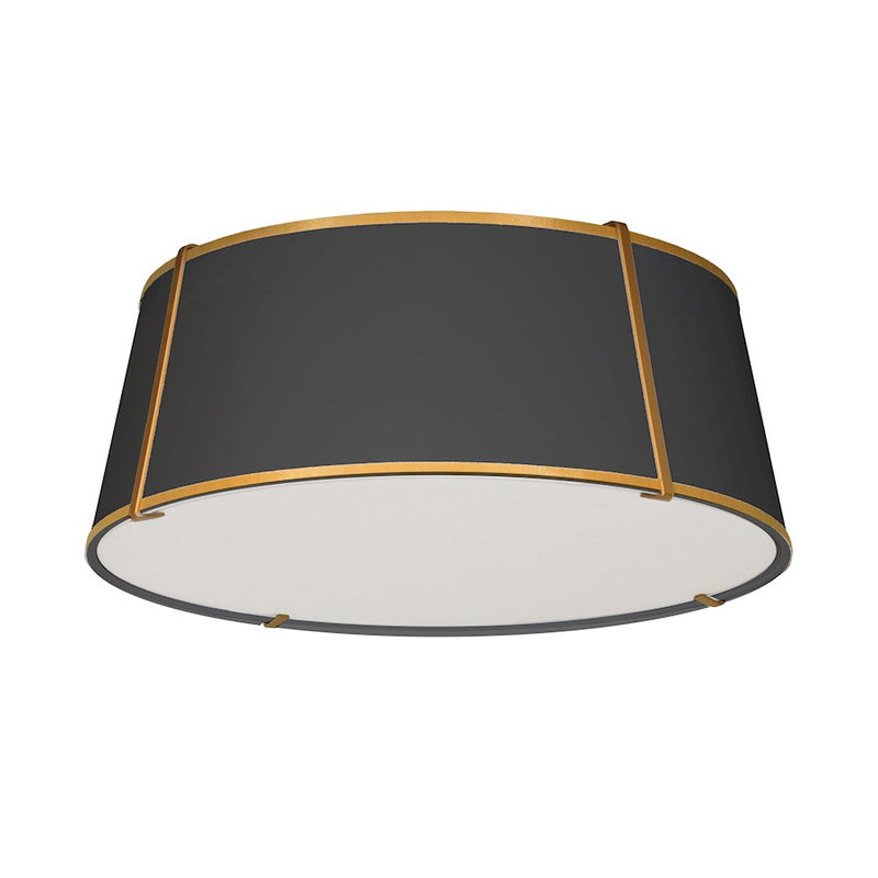 Dainolite Trapezoid 22in 4-Light Flush Mount | Black Fabric Shade and Gold Metal Frame | Hallway & Bathroom Damp Rated | Model TRA-224FH-GLD-BK