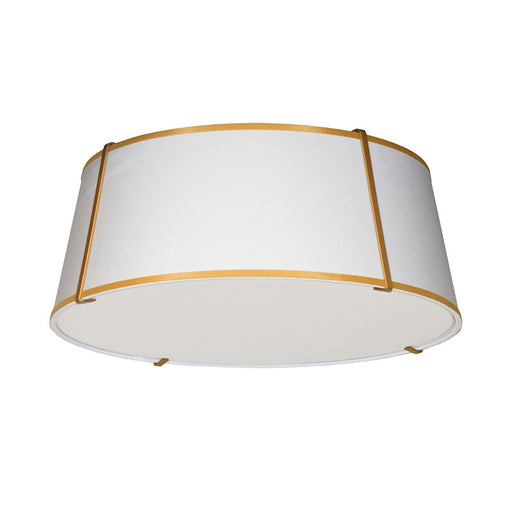 Dainolite Trapezoid 22in 4-Light Flush Mount | White Fabric and Gold Metal | Bedroom & Hallway | 22 x 22 x 8 in | Model TRA-224FH-GLD-WH