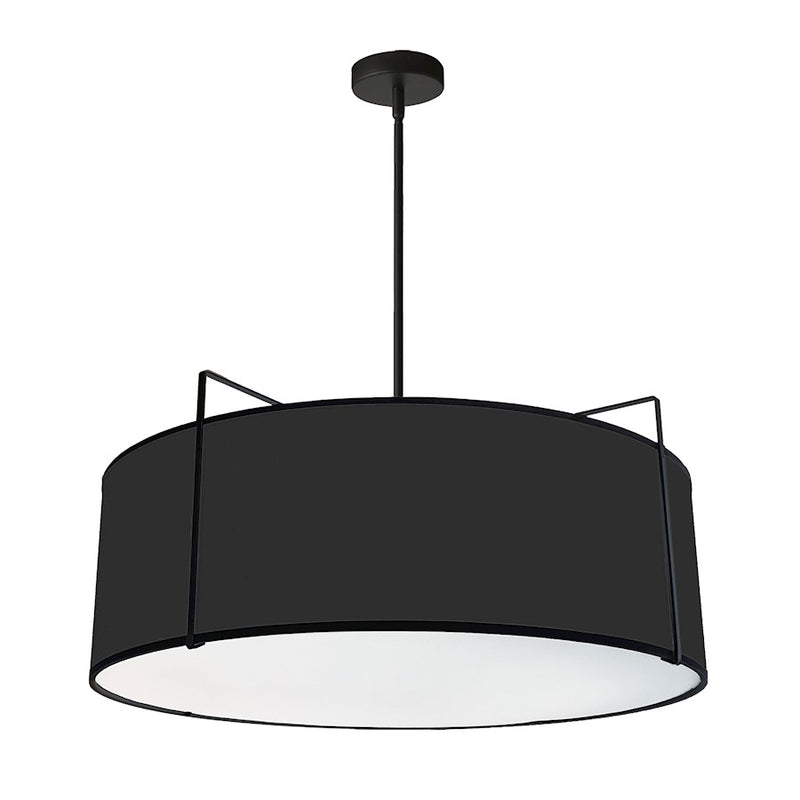 Dainolite Trapezoid 24in 4-Light Pendant | Black Fabric and Black Metal | Kitchen Island & Dining Room | 24 x 24 x 10 in | Model TRA-244P-BK