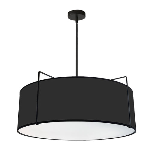 Dainolite Trapezoid 24in 4-Light Pendant | Black Fabric and Black Metal | Kitchen Island & Dining Room | 24 x 24 x 10 in | Model TRA-244P-BK