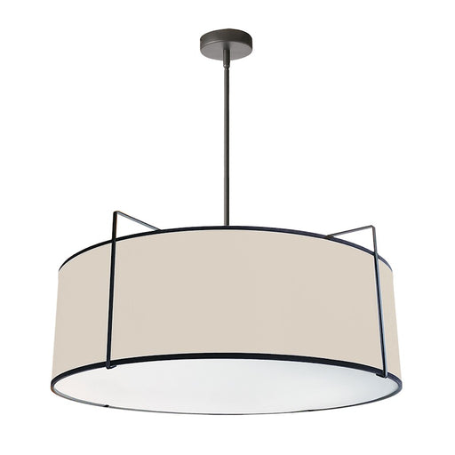 Dainolite Trapezoid 24in 4-Light Pendant | Cream Fabric and Black Metal | Kitchen Island & Dining Room | 24 x 24 x 10 in | Model TRA-244P-BK-CRM