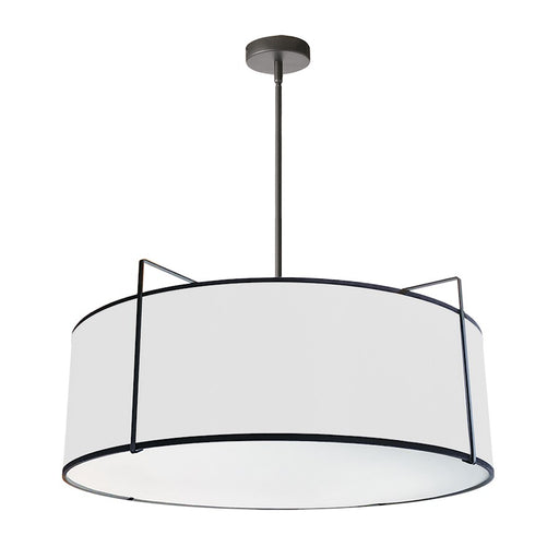 Dainolite Trapazoid 24in 4-Light Pendant | Contemporary Black and White Fabric Drum | Kitchen Island & Dining Room | Model TRA-244P-BK-WH