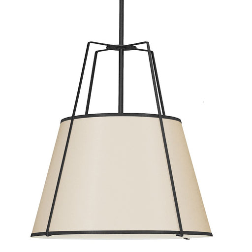 Dainolite Trapezoid 30in 4-Light Pendant | Contemporary Cream Fabric and Black Metal | Kitchen Island & Dining Room | 30 x 30 x 32 | Model TRA-304P-BK-CRM