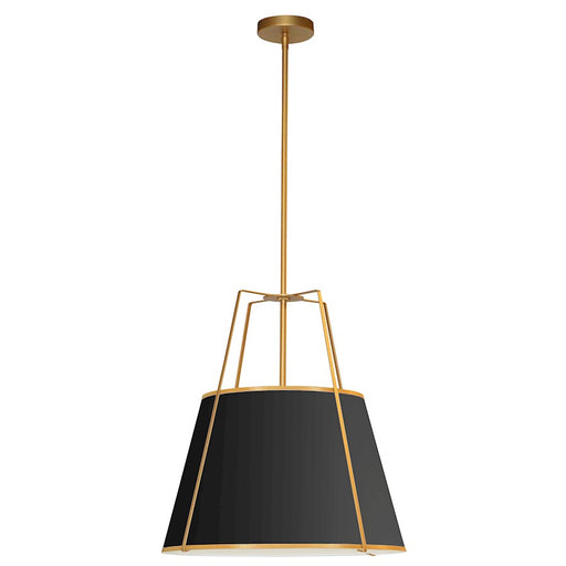 Dainolite Trapezoid 18in 3-Light Pendant | Contemporary Black Fabric and Gold Metal | Kitchen Island & Dining Room | Model TRA-331P-GLD-BK