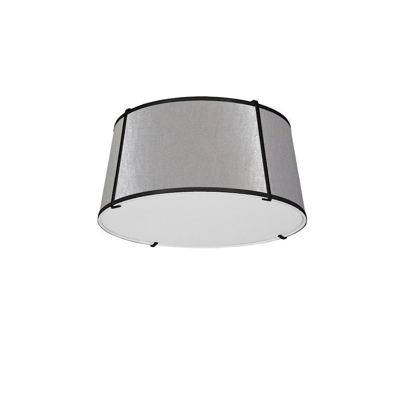 Dainolite Trapezoid 16in 3-Light Flush Mount | Contemporary Matte Black and White Hardback Shade | Bedroom & Hallway | 16 x 16 x 8 | Model TRA-3FH-BK-GRY