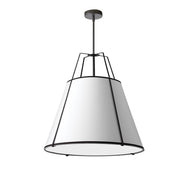 Dainolite Trapezoid 24in 3-Light Pendant | Contemporary Matte Black and White Laminated Fabric | Kitchen Island & Dining Room | Model TRA-3P-BK-WH