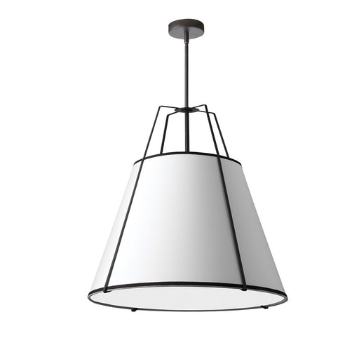 Dainolite Trapezoid 24in 3-Light Pendant | Contemporary Matte Black and White Laminated Fabric | Kitchen Island & Dining Room | Model TRA-3P-BK-WH