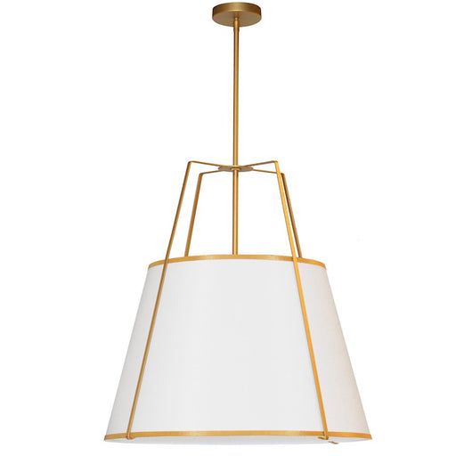 Dainolite Trapezoid 24in 3-Light Pendant | Contemporary Gold and White Hardback | Kitchen Island & Dining Room | 24 x 24 x 16 in | Model TRA-3P-GLD-WH