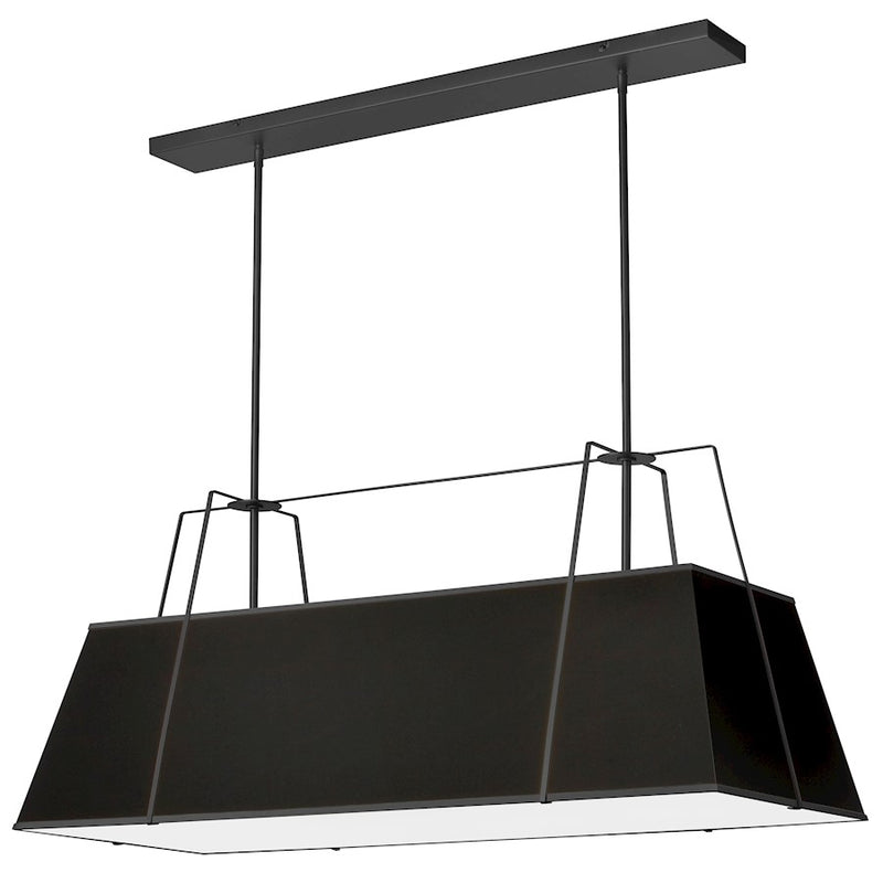 Dainolite Trapezoid 44in 4-Light Chandelier | Modern Black Fabric and Metal | Kitchen Island & Dining Room | 18 x 44 x 12 in | Model TRA-444HC-BK