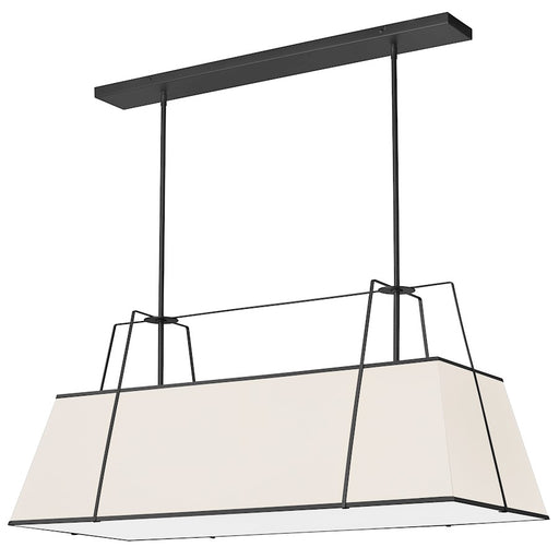 Dainolite Trapezoid 44in 4-Light Chandelier | Contemporary Cream Fabric and Black Metal | Kitchen Island & Dining Room | 18 x 44 | Model TRA-444HC-BK-CRM