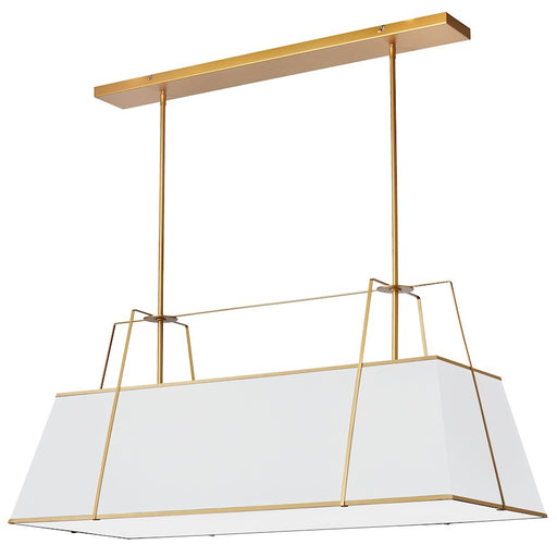 Dainolite Trapezoid 44in 4-Light Chandelier | Contemporary White Fabric and Gold Metal | Kitchen Island & Dining Room | 18 x 44 x | Model TRA-444HC-GLD-WH
