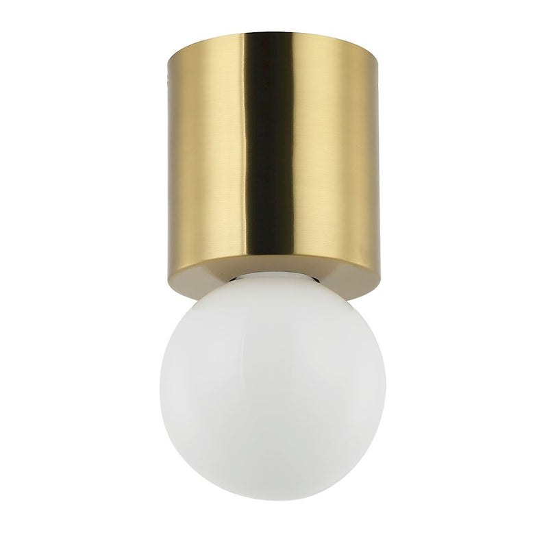 Dainolite Theron 1-Light Flush Mount | Contemporary Aged Brass Metal | Hallway & Bedroom Ceiling Light | 5in Diameter, Dimmable | Model TRN-51FH-AGB