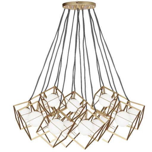 Dainolite Thompson 34in 16-Light Pendant | Modern Gold and Opal White Glass | Dining Room & Living Room | 32 x 34 x 12 in | Model TSN-16P-GLD