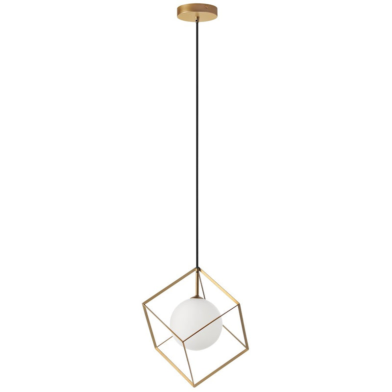 Dainolite Thomson 11in 1-Light Pendant | Modern Gold and White Glass | Kitchen Island & Dining Room | 11 x 11 x 13 in | Model TSN-1P-GLD