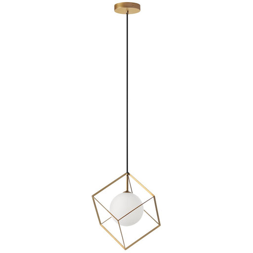 Dainolite Thomson 11in 1-Light Pendant | Modern Gold and White Glass | Kitchen Island & Dining Room | 11 x 11 x 13 in | Model TSN-1P-GLD