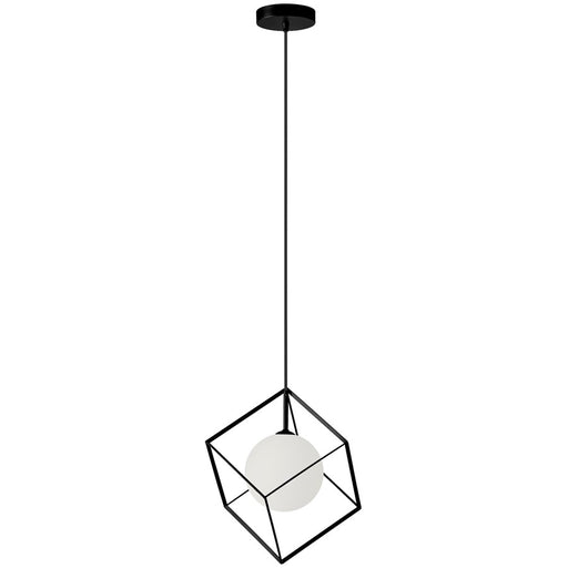Dainolite Thomson 11in 1-Light Pendant | Modern Matte Black and Opal Glass | Kitchen Island & Dining Room | 11 x 11 x 14 in | Model TSN-1P-MB