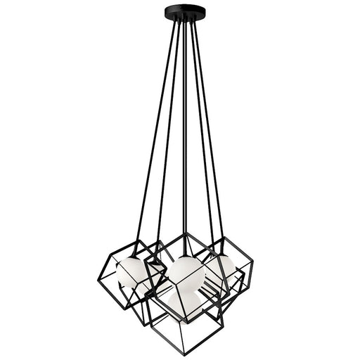 Dainolite Thomson 21in 6-Light Chandelier | Modern Matte Black and Opal Glass | Dining Room & Living Room | 14 x 21 x 14 in | Model TSN-6P-MB