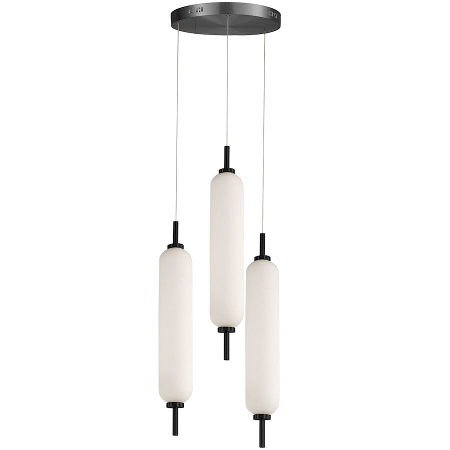 Dainolite Typha 3 Light Multi Pendant, Matte Black/White - TYA-1230LEDP-MB