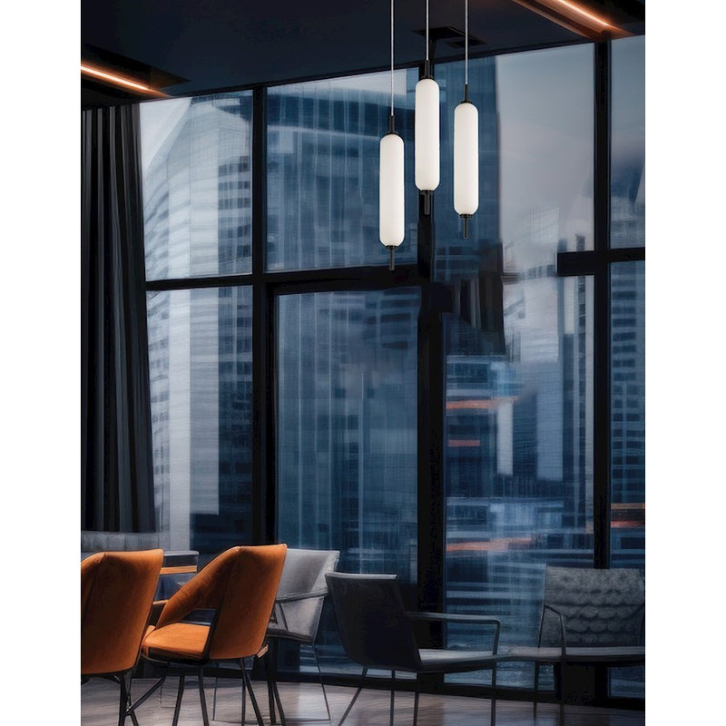 Dainolite Typha 12in 3-Light Pendant | Modern Matte Black and White Glass | Kitchen Island & Dining Room | 12 x 12 x 14 in | Model TYA-1230LEDP-MB