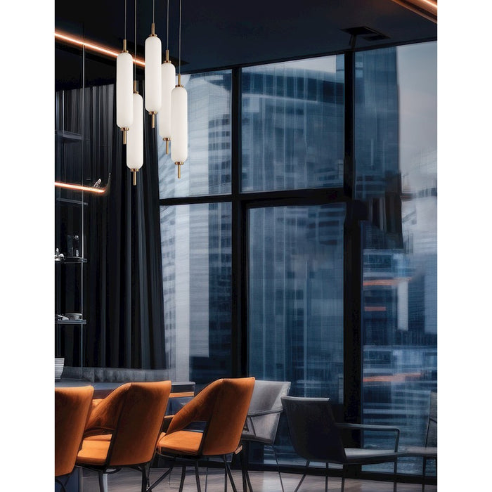 Dainolite Typha 5 Light Multi Pendant, Aged Brass/White