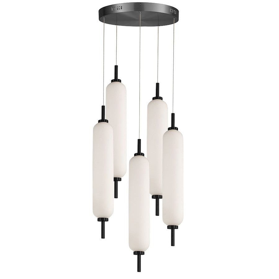Dainolite Typha 5 Light Multi Pendant, Matte Black/White - TYA-1250LEDP-MB