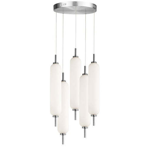 Dainolite Typha 5 Light Multi Pendant, Polished Chrome/White - TYA-1250LEDP-PC