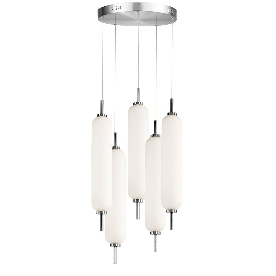Dainolite Typha 5 Light Multi Pendant, Polished Chrome/White - TYA-1250LEDP-PC