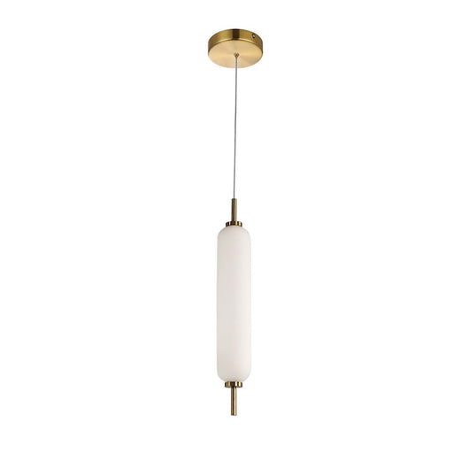 Dainolite Typha 2in 1-Light Pendant | Modern Aged Brass and White Glass | Kitchen Island & Dining Room | 2 x 2 x 14 in | Model TYA-141LEDP-AGB