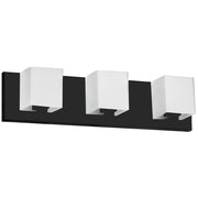 Dainolite Verona 19in 3-Light Vanity Light | Modern Matte Black and White Glass | Bathroom & Powder Room | 19 x 4 x 4.5 in | Model V1230-3W-MB