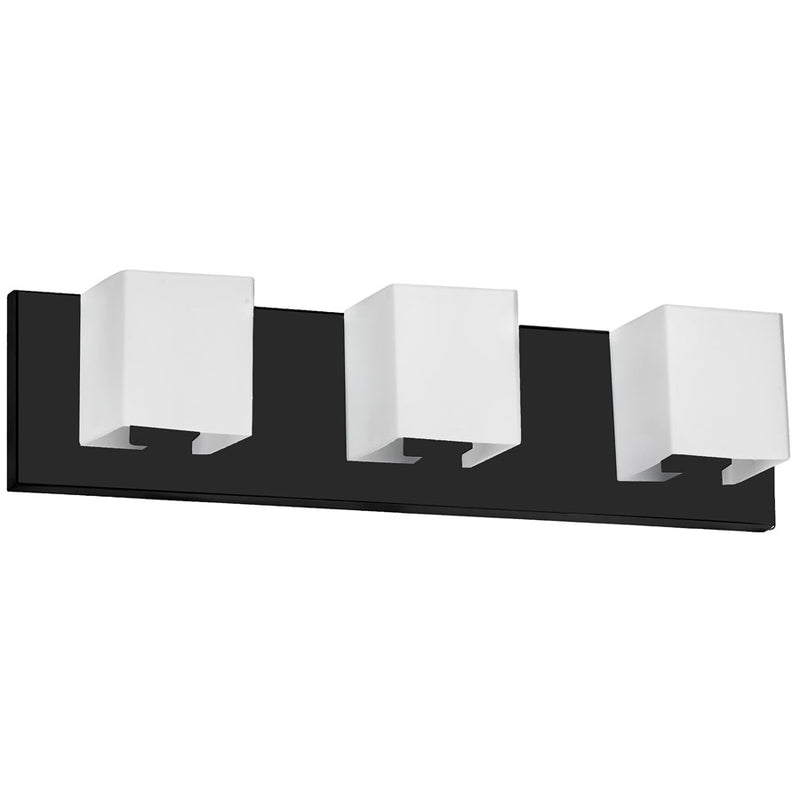 Dainolite Verona 19in 3-Light Vanity Light | Modern Matte Black and White Glass | Bathroom & Powder Room | 19 x 4 x 4.5 in | Model V1230-3W-MB