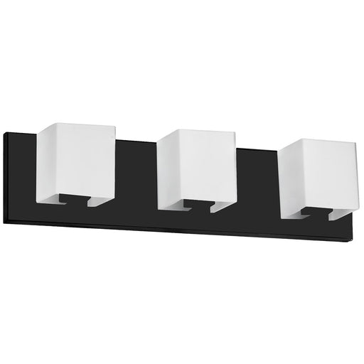 Dainolite Verona 19in 3-Light Vanity Light | Modern Matte Black and White Glass | Bathroom & Powder Room | 19 x 4 x 4.5 in | Model V1230-3W-MB