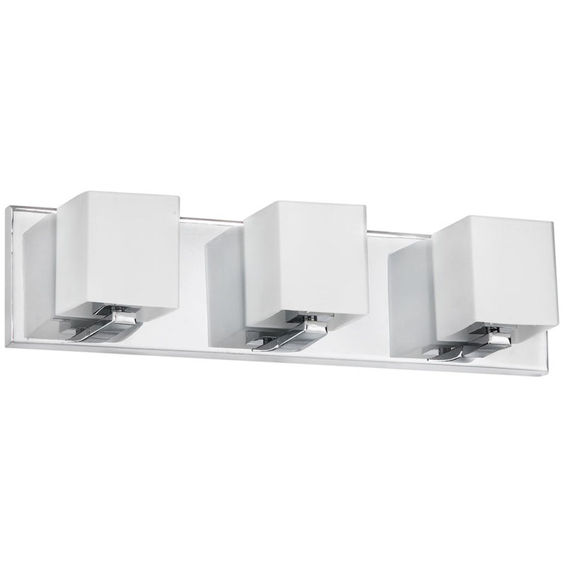 Dainolite 19in 3-Light Vanity Light | Polished Chrome and Frosted Glass | Bathroom & Powder Room | 19 x 4 x 4.5 in | Model V1230-3W-PC