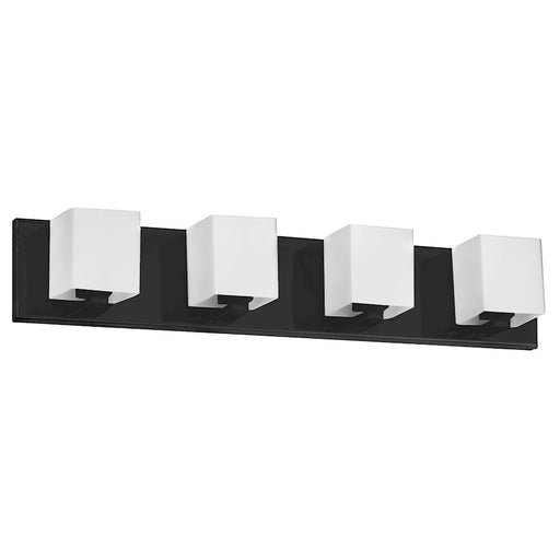 Dainolite Verona 26in 4-Light Vanity Light | Modern Matte Black and White Glass | Bathroom & Powder Room | 26 x 4 x 4.5 in | Model V1230-4W-MB