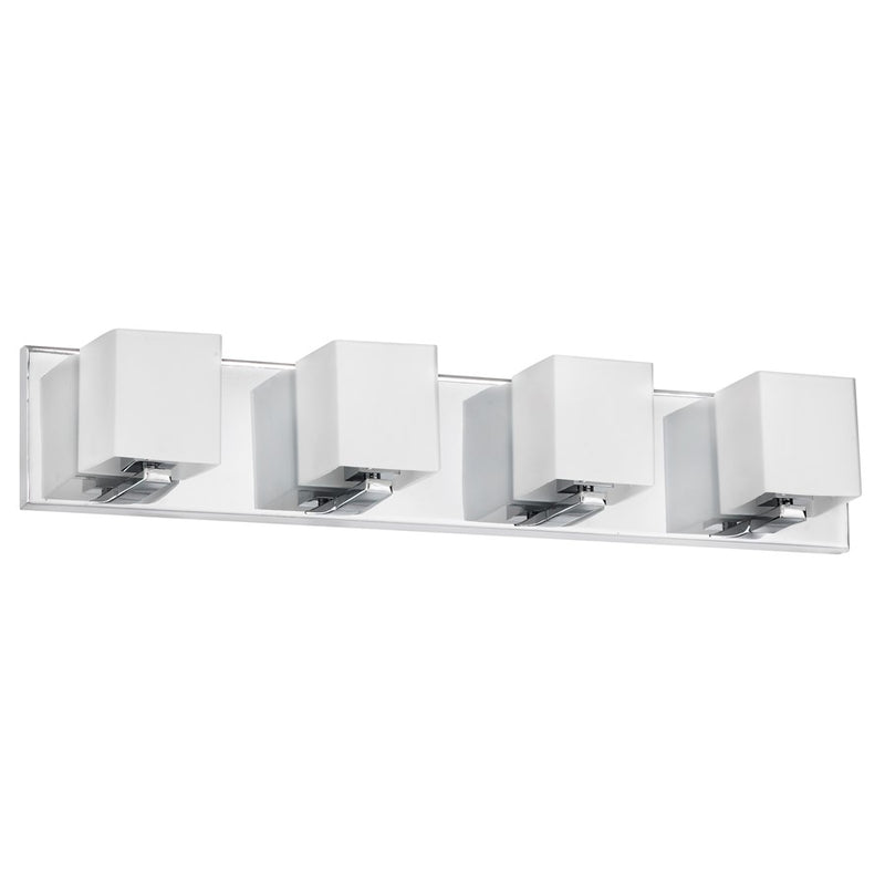 Dainolite 26in 4-Light Vanity Light | Polished Chrome and Frosted Glass | Bathroom Vanity | 4.5 x 4 x 26 in | Model V1230-4W-PC
