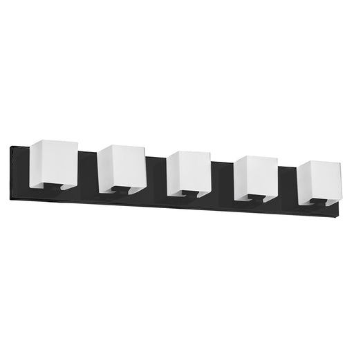 Dainolite Verona 30in 5-Light Vanity Light | Matte Black and White Glass | Bathroom Vanity | 4 x 29.5 x 4.5 in | Model V1230-5W-MB