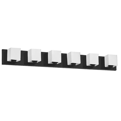 Dainolite Verona 36in 6-Light Vanity | Modern Matte Black and White Glass | Bathroom Vanity | 4 x 36 x 4 in | Model V1230-6W-MB
