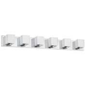 Dainolite Verona 35in 6-Light Vanity | Modern Polished Chrome and White Glass | Bathroom Vanity | 4 x 35 x 4 in | Model V1230-6W-PC