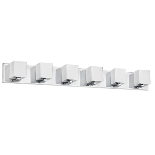 Dainolite Verona 35in 6-Light Vanity | Modern Polished Chrome and White Glass | Bathroom Vanity | 4 x 35 x 4 in | Model V1230-6W-PC