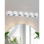 Dainolite Verona 35in 6-Light Vanity | Modern Polished Chrome and White Glass | Bathroom Vanity | 4 x 35 x 4 in | Model V1230-6W-PC