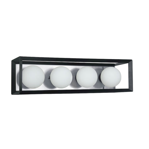 Dainolite V166 21in 4-Light Vanity Light | Transitional Black and Polished Chrome Metal with White Glass | Bathroom Vanity | 21.25 x | Model V166-4W-BK-PC